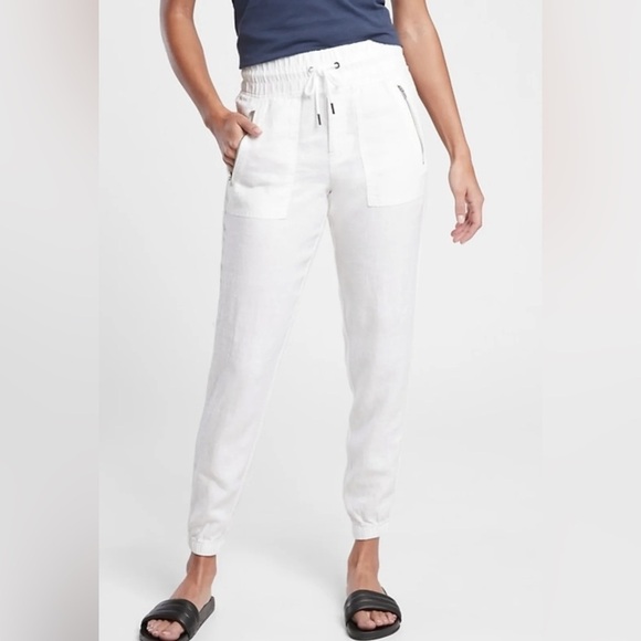 Athleta Cabo Linen Joggers in White - Picture 1 of 10